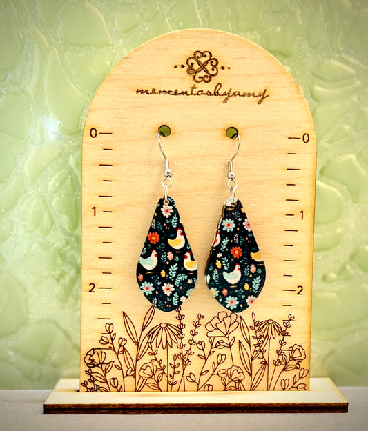 Teardrop shaped Chicken earrings