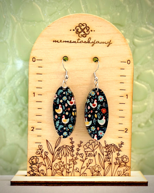 Oval Scattered Chicken Earrings