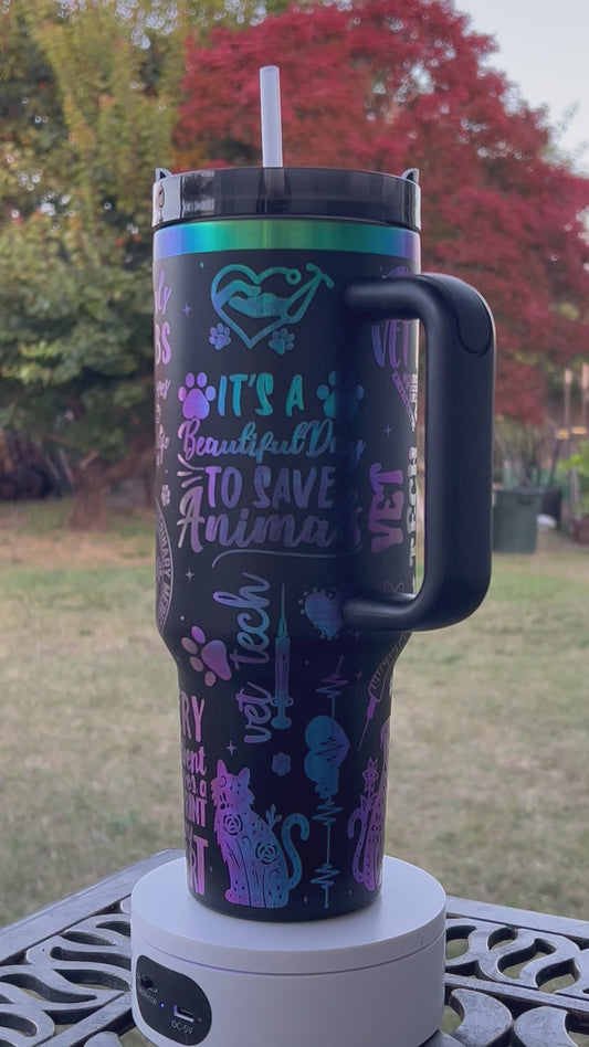 Vet Tech Black and Rainbow Tumbler